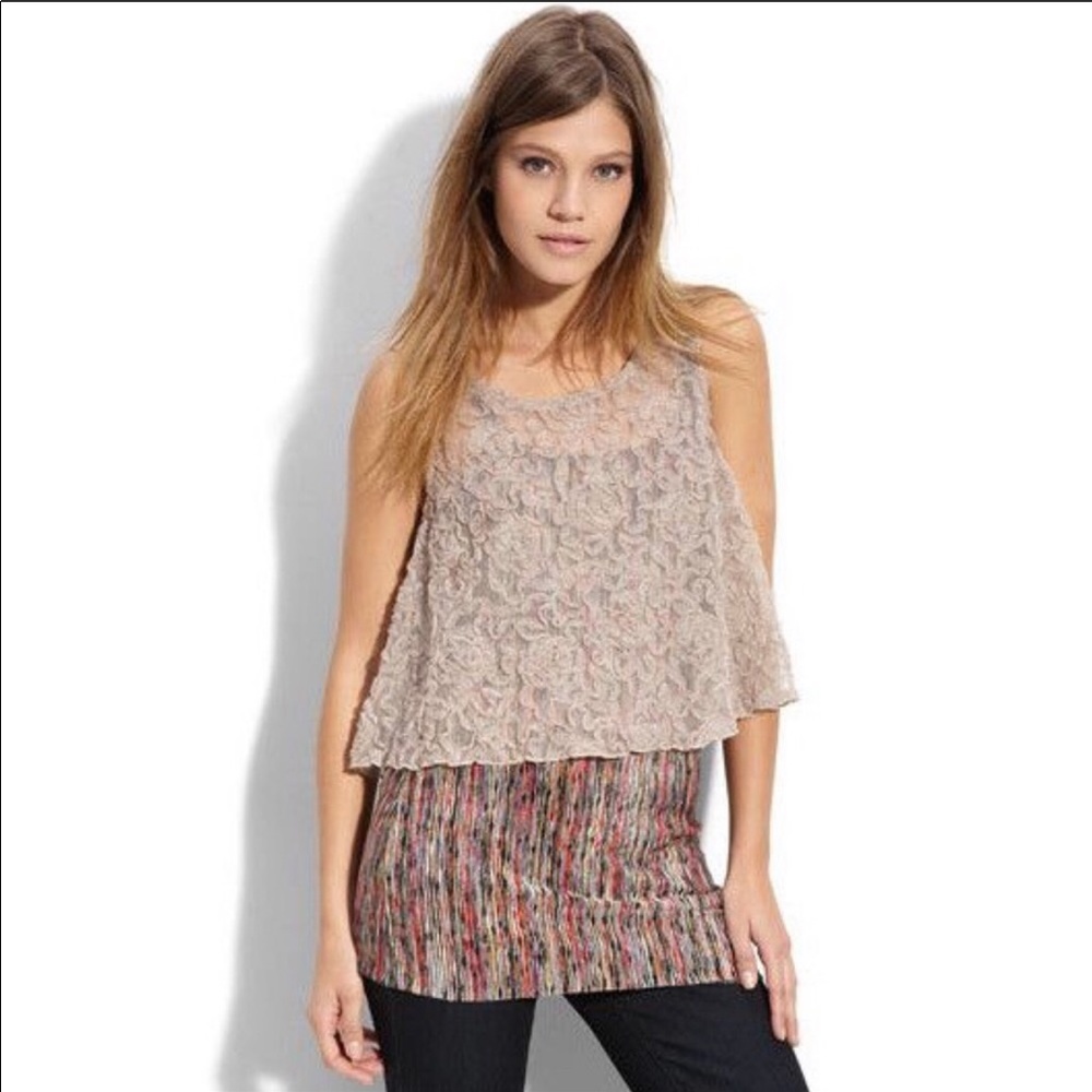 Free People Ribbon Dancer Maze Mesh Crop Top Black